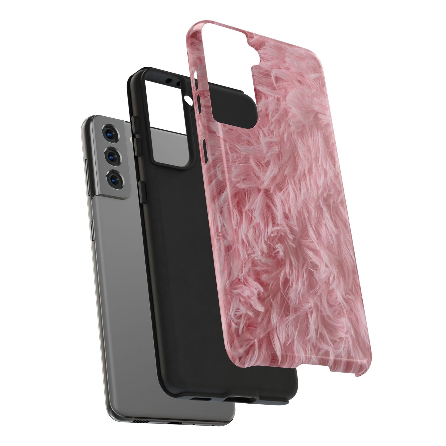 Pink Faux Fur Tough Phone Case — Plush Protective iPhone Cover