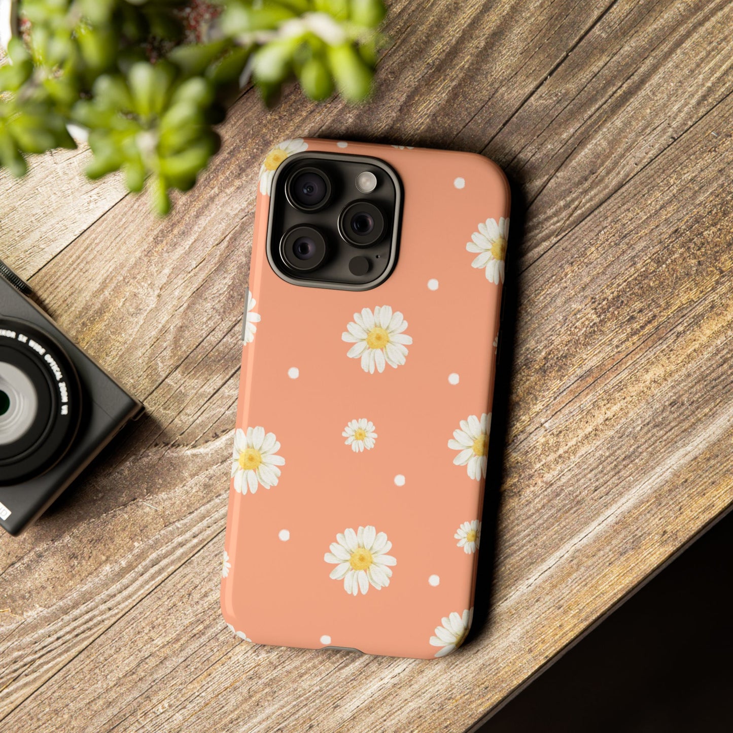 Peach Daisy Phone Case — Floral Tough Protective Cover