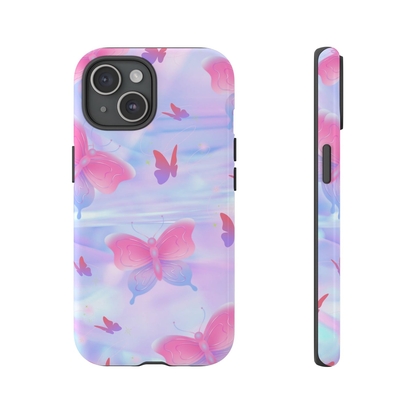 Butterfly Pastel Tough Phone Case — Pink & Lavender Protective Cover