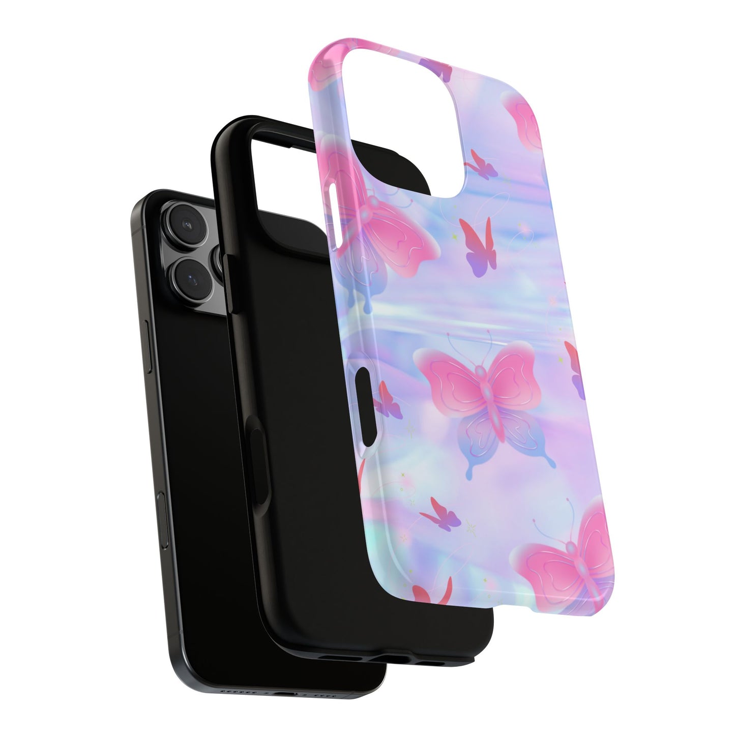 Butterfly Pastel Tough Phone Case — Pink & Lavender Protective Cover