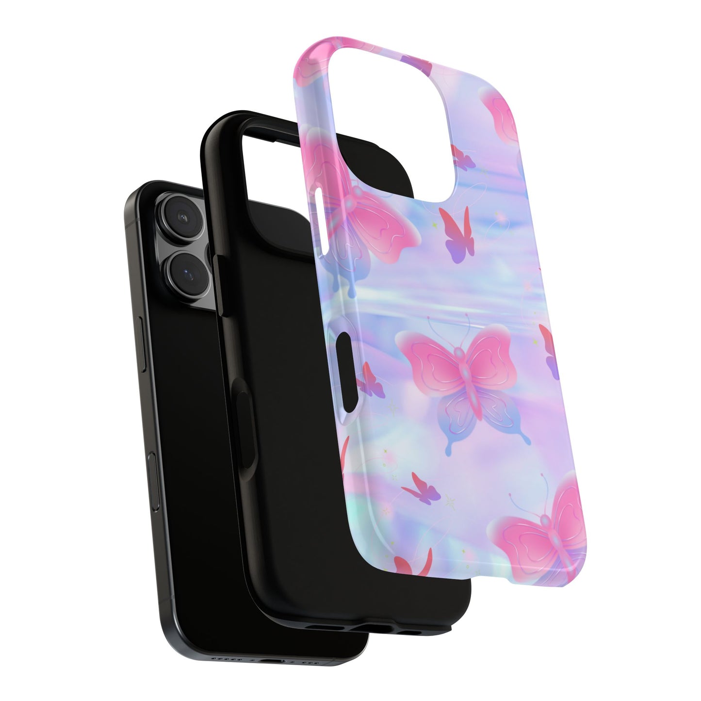 Butterfly Pastel Tough Phone Case — Pink & Lavender Protective Cover