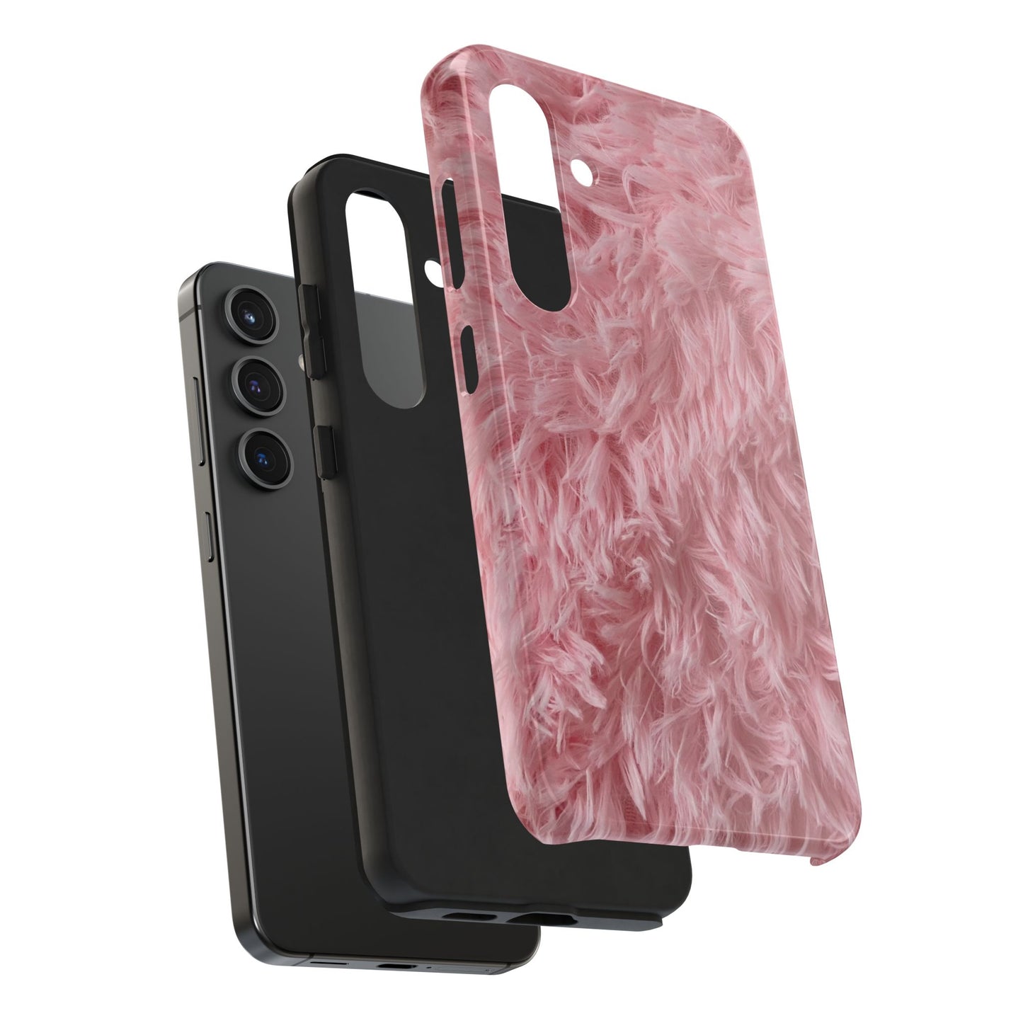 Pink Faux Fur Tough Phone Case — Plush Protective iPhone Cover
