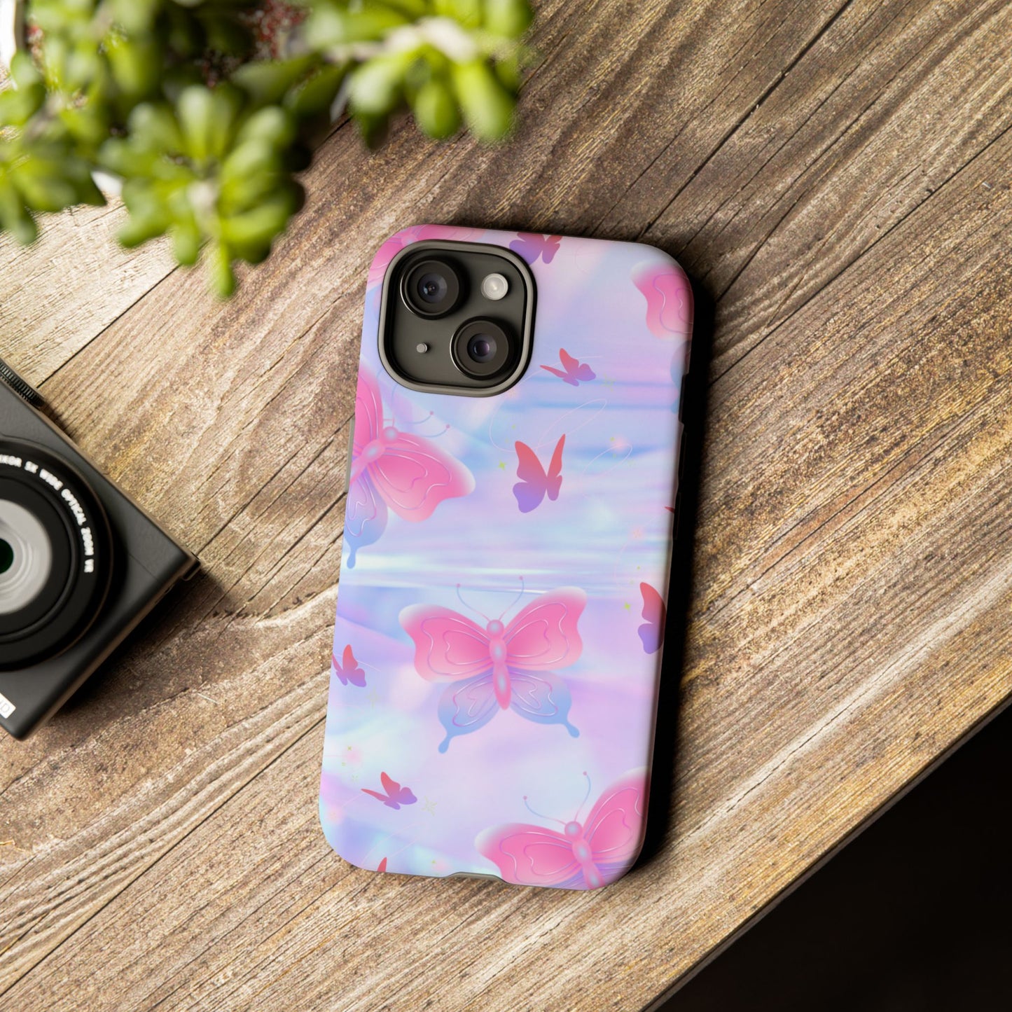 Butterfly Pastel Tough Phone Case — Pink & Lavender Protective Cover