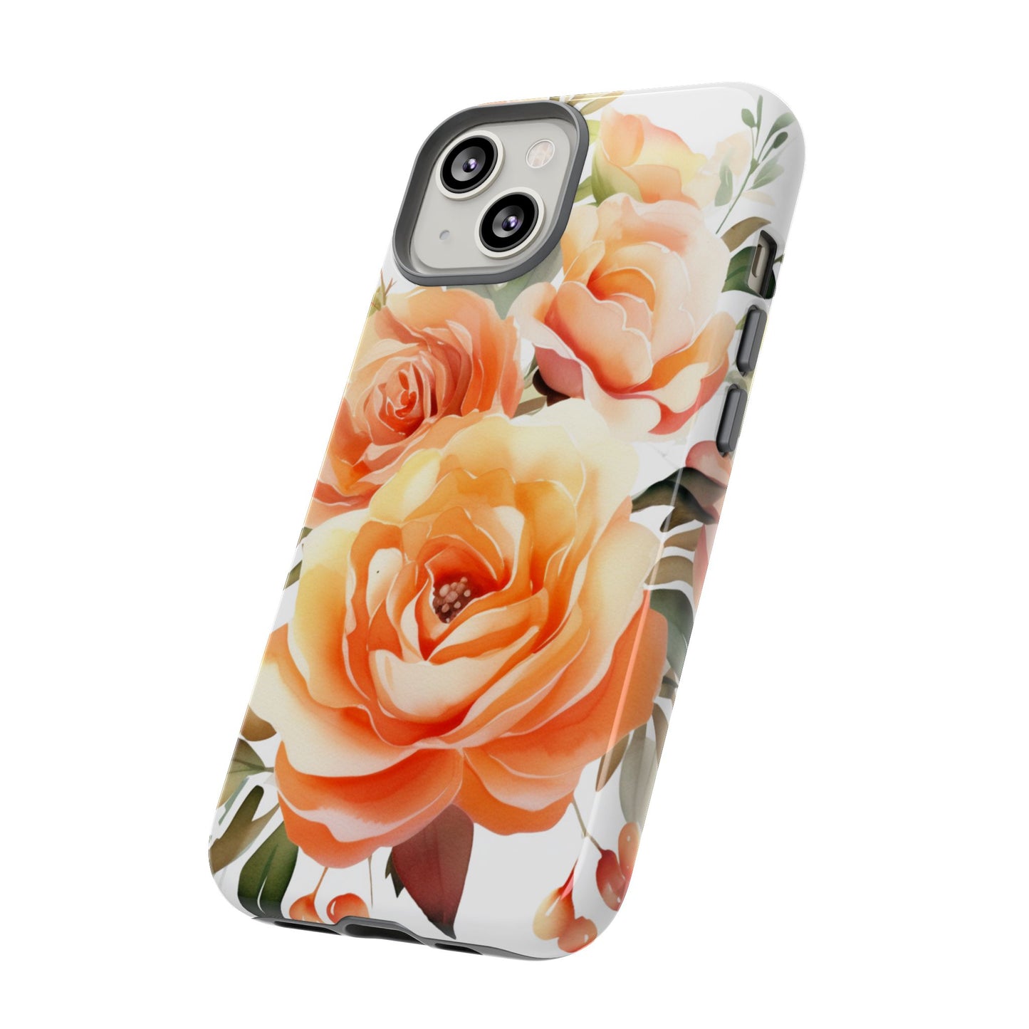 Floral Peach Rose Tough Phone Case — Protective Botanical iPhone Cover