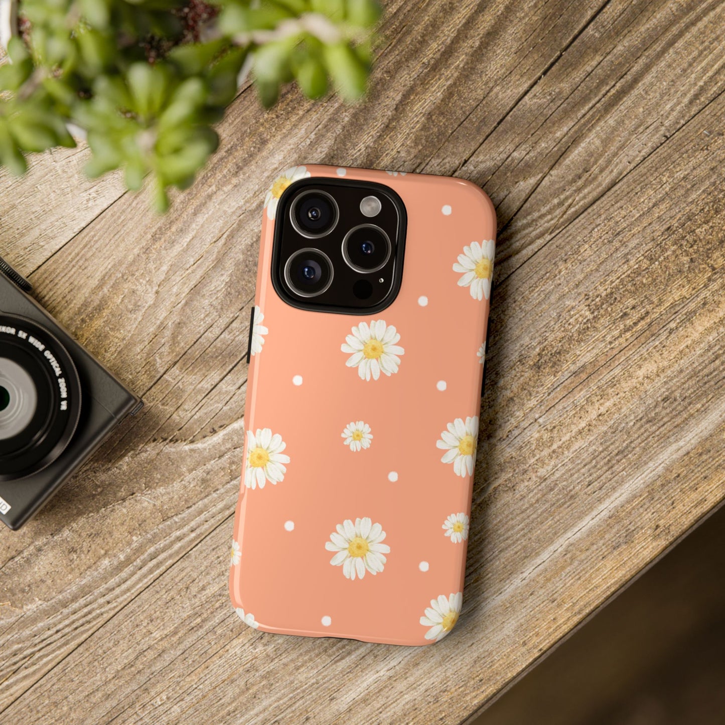 Peach Daisy Phone Case — Floral Tough Protective Cover