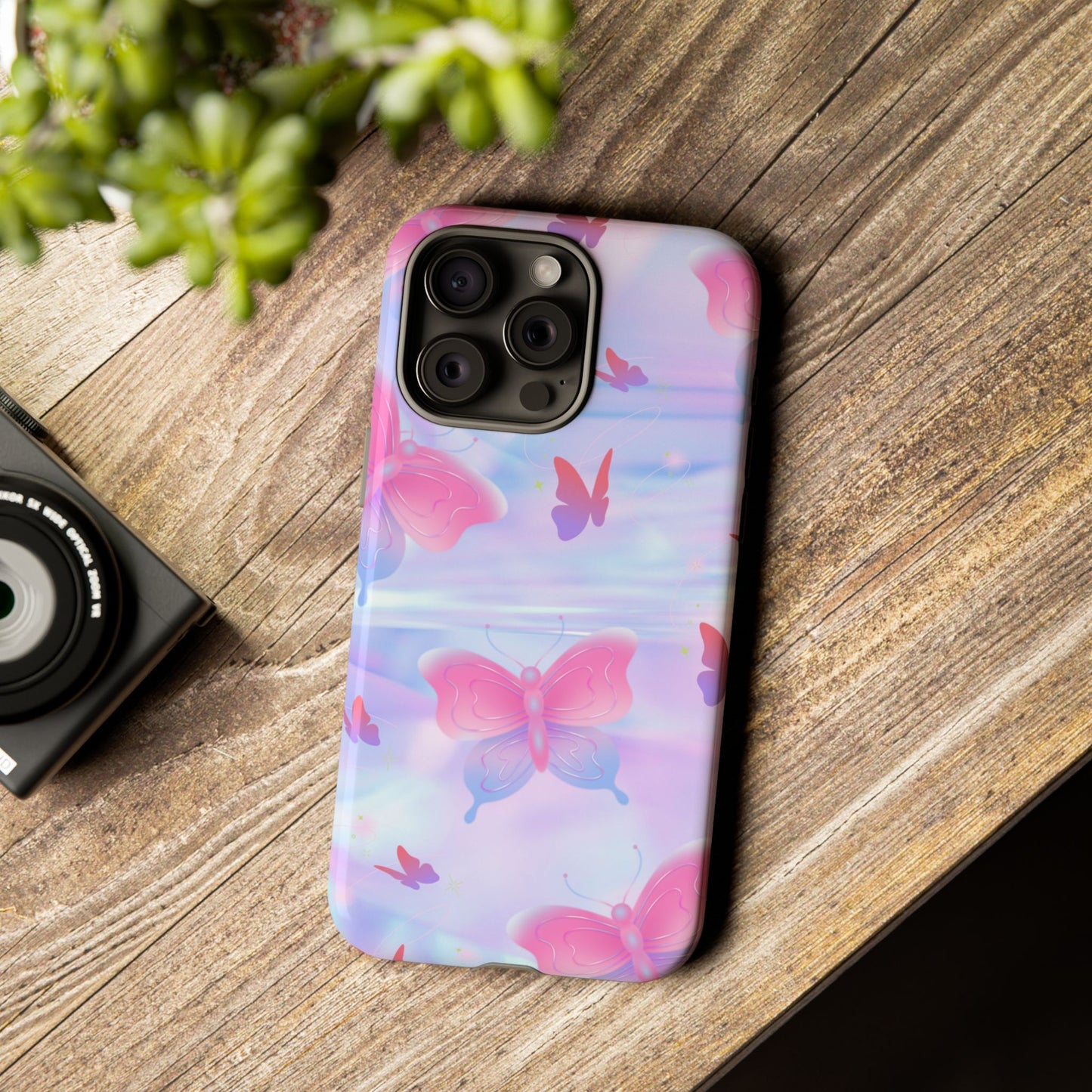 Butterfly Pastel Tough Phone Case — Pink & Lavender Protective Cover