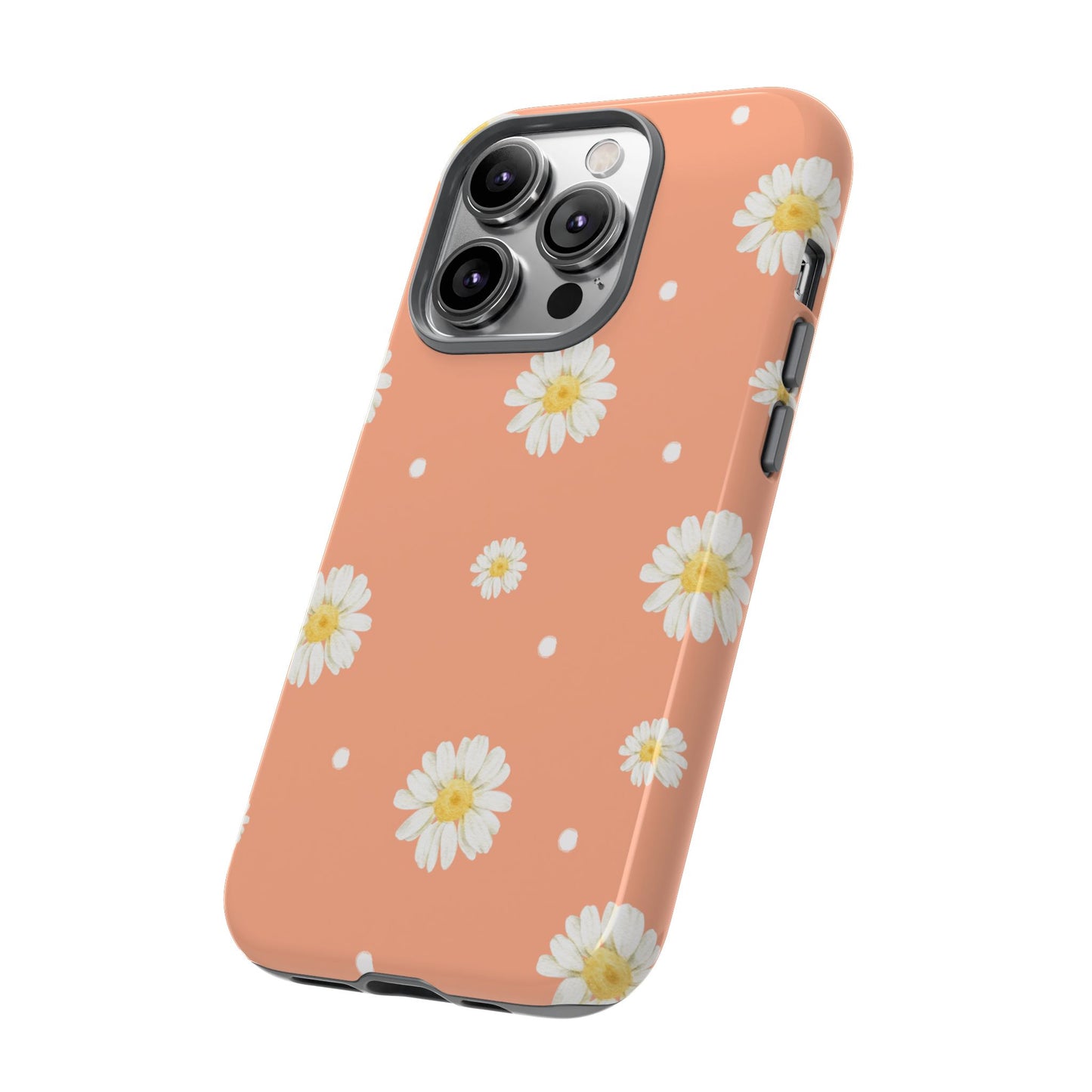 Peach Daisy Phone Case — Floral Tough Protective Cover